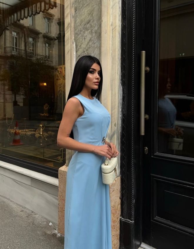 Miss Janell Elegant Blue A Line Floor Length Dress Wholesale Clothing Spring