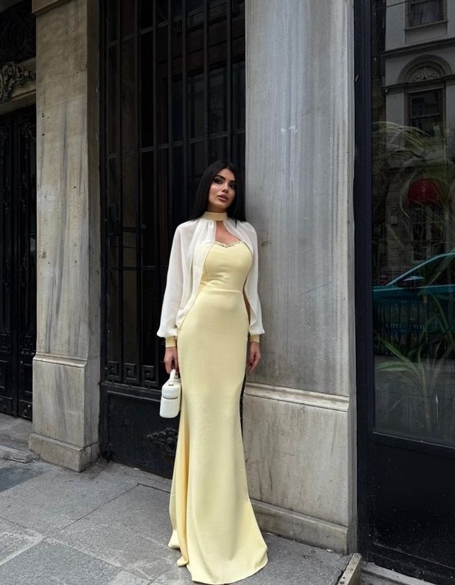 Miss Janell Елегантна Жута Бодицон Хаљина Са Свеетхеарт Вратом Велепродаја одеће Секси