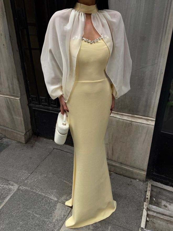 Miss Janell Elegant Yellow Bodycon Dress With Sweetheart Neck Wholesale Clothing Spring