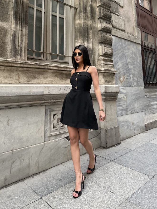 Miss Janell Black Strapless A Line Mini Dress With Cap Sleeves Wholesale Clothing Sexy