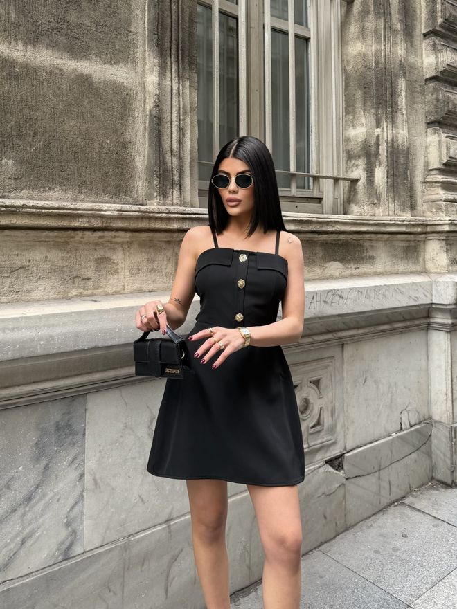 Miss Janell Black Strapless A Line Mini Dress With Cap Sleeves Wholesale Clothing Spring