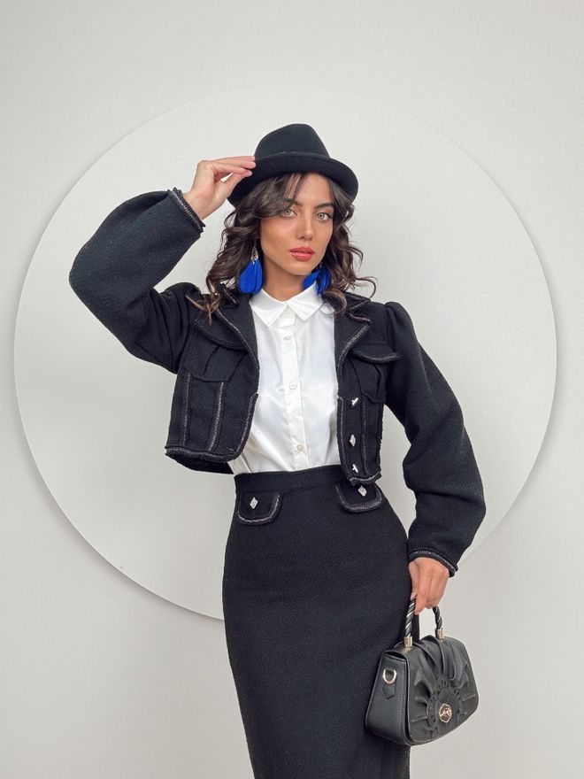 Miss Janell Odelo Sa Prorezom Za Suknju Crno Велепродаја одеће Формални