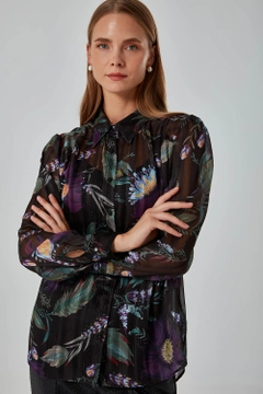 Hurtowa modelka nosi 26559 - Shirt - Mix Color, turecka hurtownia Koszula firmy Mizalle