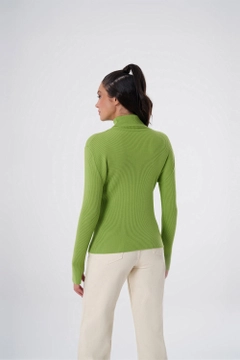 Ein Bekleidungsmodell aus dem Großhandel trägt 34077 - Sweater - Green, türkischer Großhandel Pullover von Mizalle