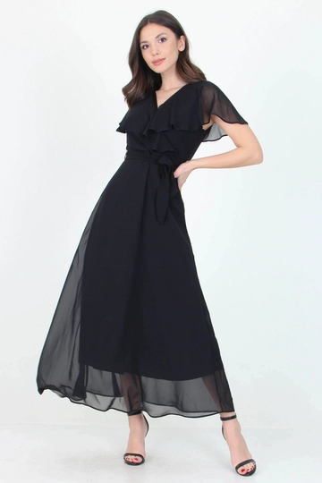Модель оптовой продажи одежды носит  Платье - черный
, турецкий оптовый товар Одеваться от Mode Roy.