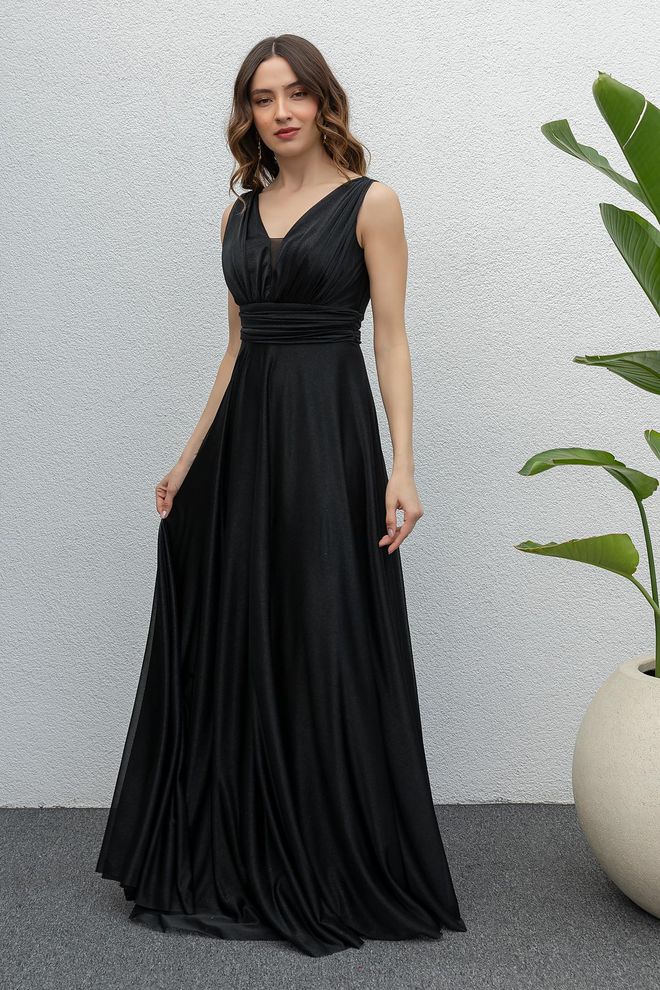 Mode Roy Draped Tulle Evening Dress Black Wholesale Clothing 2