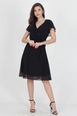 A wholesale clothing model wears 34972-dress-black, Turkish wholesale  of 
