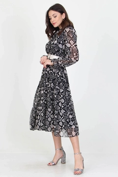 A wholesale clothing model wears 35110 - Dress - Black, Turkish wholesale Dress of Mode Roy