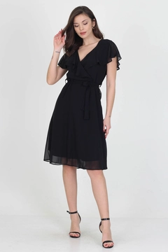 A wholesale clothing model wears 34972 - Dress - Black, Turkish wholesale Dress of Mode Roy
