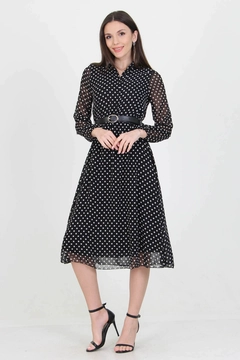 Veleprodajni model oblačil nosi 35105 - Dress - Black, turška veleprodaja Obleka od Mode Roy