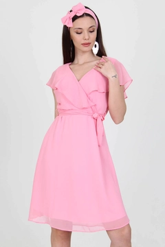 A wholesale clothing model wears 35160 - Dress - Powder Pink, Turkish wholesale Dress of Mode Roy