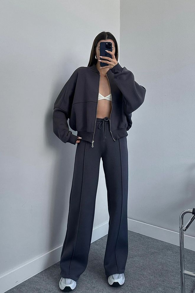 Mode Roy Winter Trainingsanzug Set Aus 3 fädiger Baumwolle Gts018 – Anthrazit Großhandelskleidung Dating