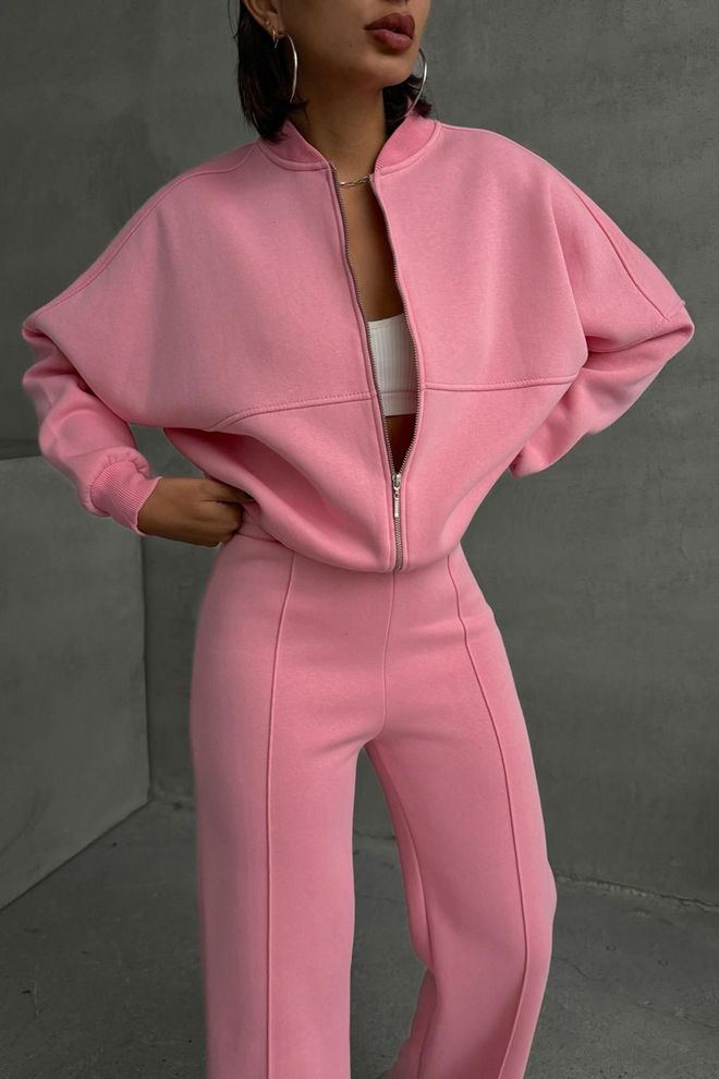 Mode Roy Erhöhtes Drei Faden Trainingsanzug Set Gts018 Pink Großhandelskleidung Streetwear