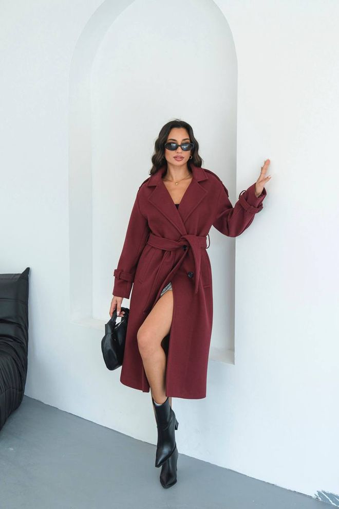 Mode Roy Cappotto Doppiopetto Bordeaux Con Vestibilità Oversize Abbigliamento all'ingrosso Casuale