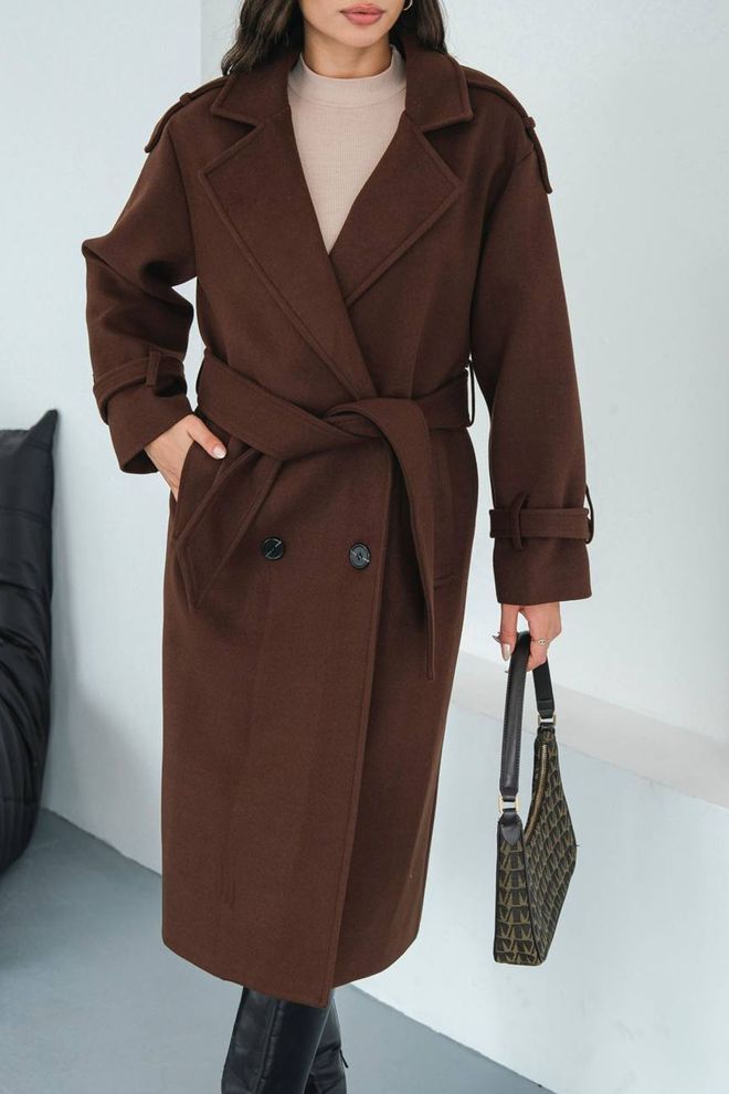 Mode Roy Cappotto Marrone Doppiopetto Oversize Abbigliamento all'ingrosso Casuale