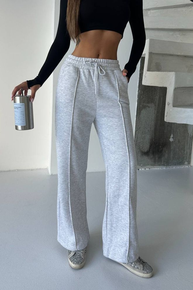 Mode Roy Γκρι Φόρμα Τζόγκερ Με Wide Leg Και Drawstring Χονδρικό εμπόριο ενδυμάτων 0