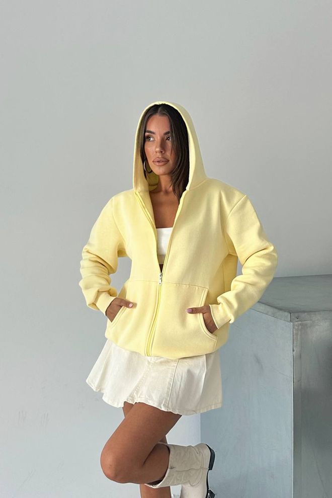 Mode Roy Geel Sweatshirt Met Hals Met Capuchon En Oversized Pasvorm Groothandel Kleding Casual