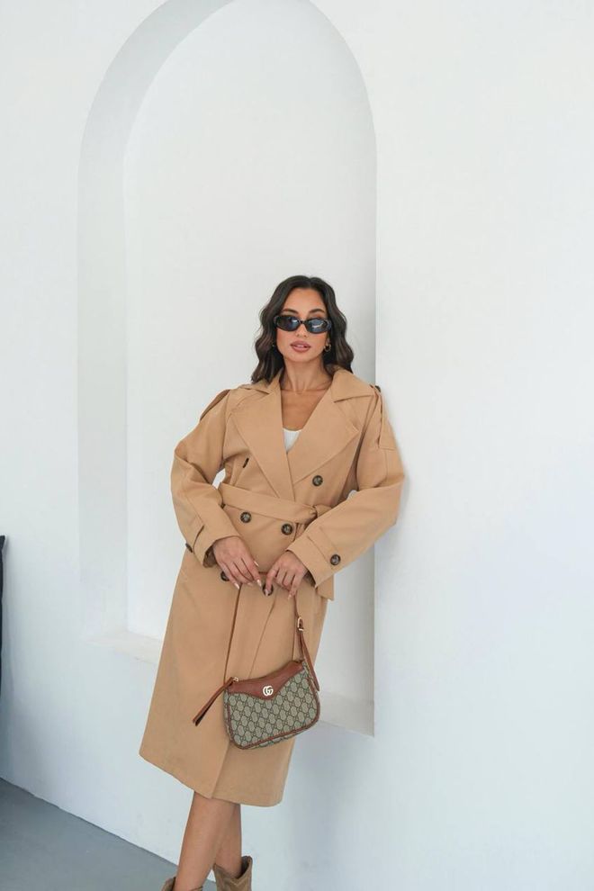 Mode Roy Beige Elegant Vintage Trenchcoat Wholesale Clothing Casual