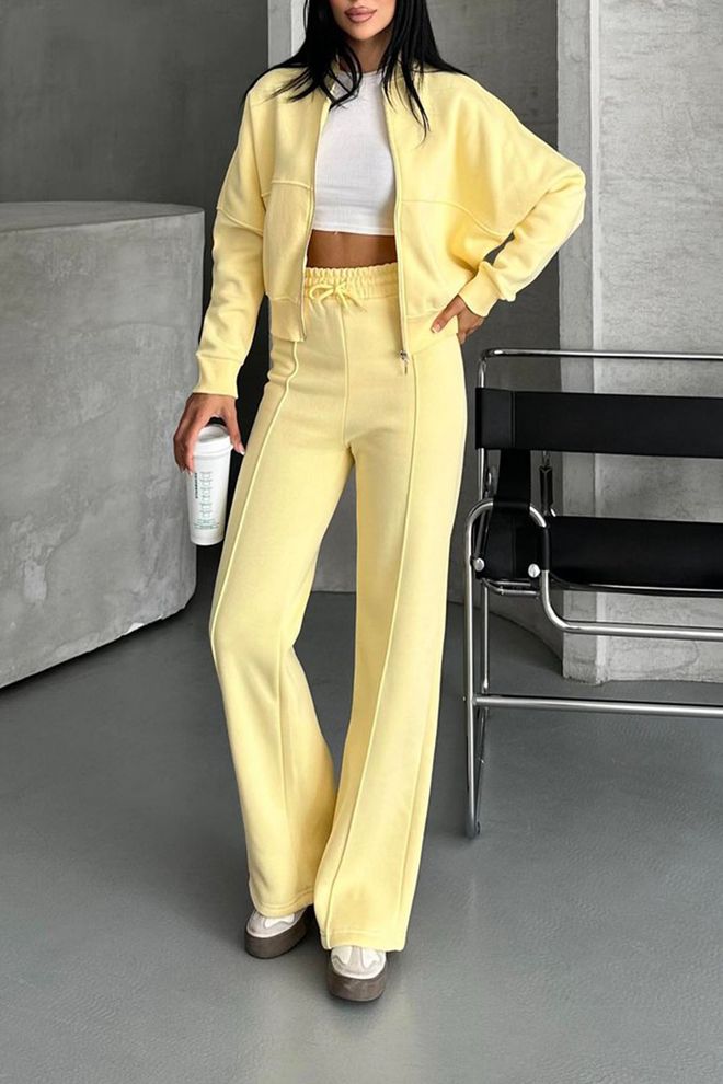 Mode Roy Ensemble De Survêtement D'hiver En Coton À Coupe Décontractée Jaune Vêtements en gros 0