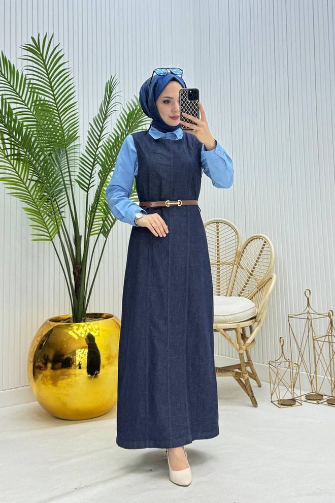 Mode Roy Set Blu Navy Elegante Modesto Gonna A Line Maxi Abbigliamento all'ingrosso Modesto