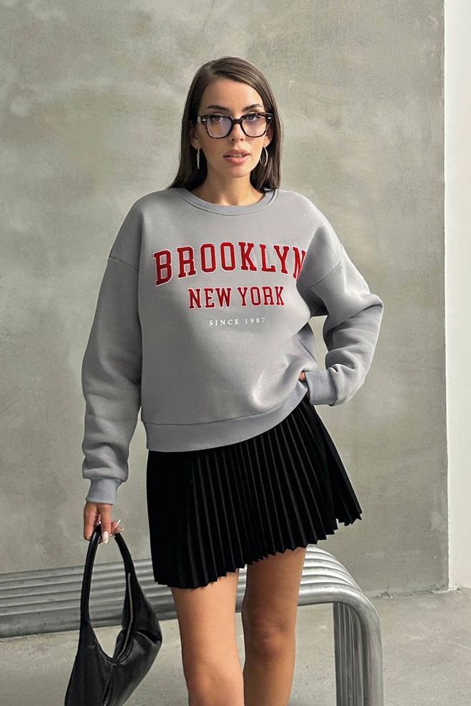 Mode Roy Sudadera Gris Oversize Con Estampado De Letras Ropa al por mayor 0