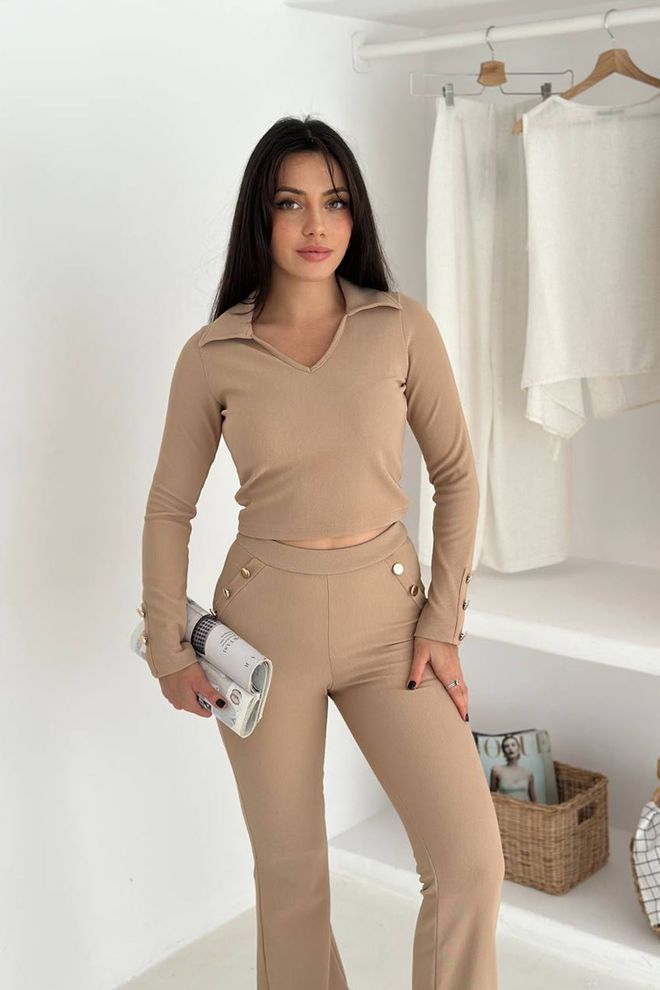 Mode Roy Set Beige Slim Fit Casual Elegante Abbigliamento all'ingrosso Casuale