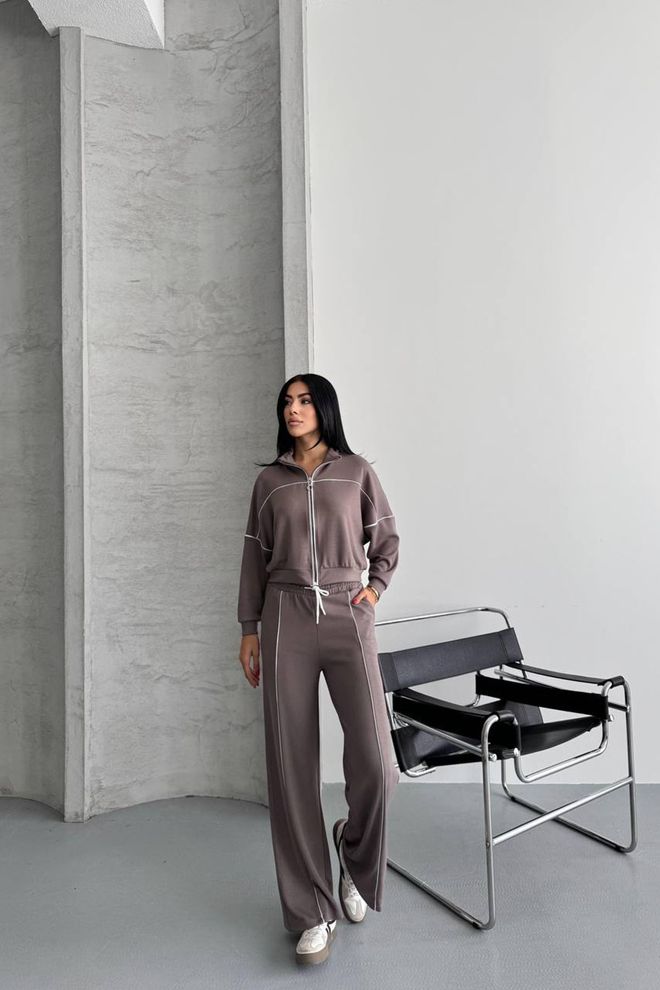 Mode Roy Bruin Trainingspak Met Ritssluiting En Palazzo Broek Groothandel Kleding Casual