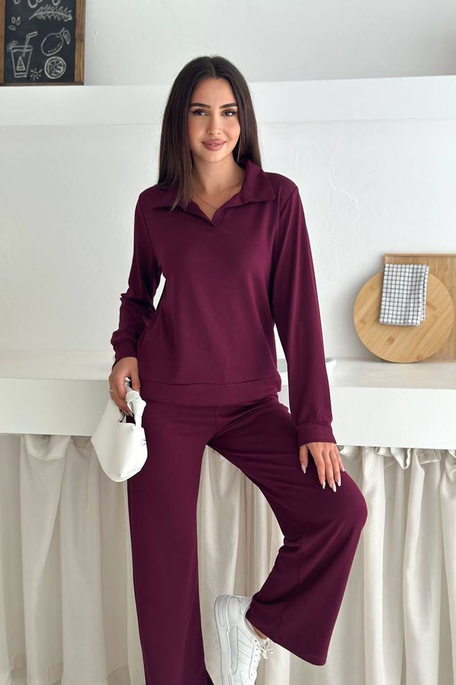 Mode Roy Trainingspak Bordeauxrood Casual Sport Streetwear Jogger Groothandel Kleding Casual