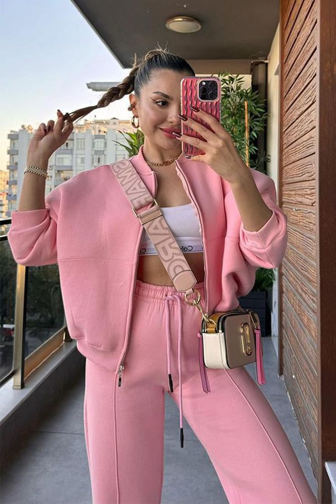 Mode Roy Pink Casual Sport Streetwear Preppy Cute Tracksuit Wholesale Clothing Lounge