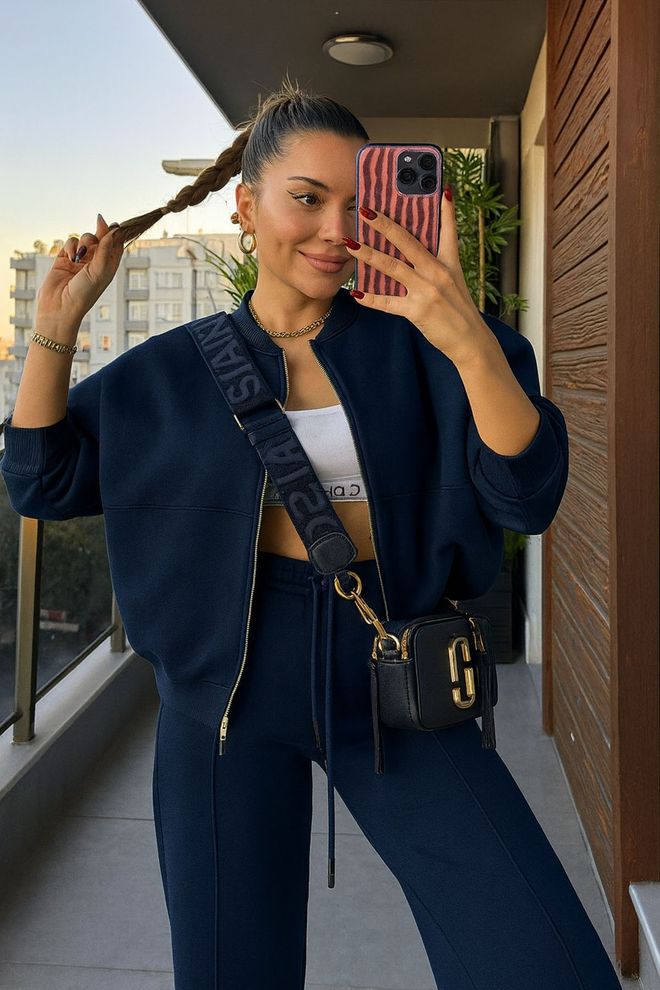 Mode Roy Navy Blue Tracksuit Oversized Fit Palazzo Wholesale Clothing 1