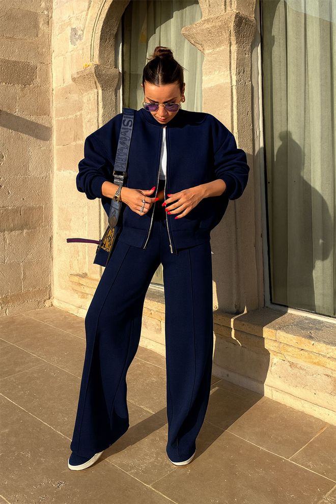 Mode Roy Navy Blue Tracksuit Oversized Fit Palazzo Wholesale Clothing Lounge