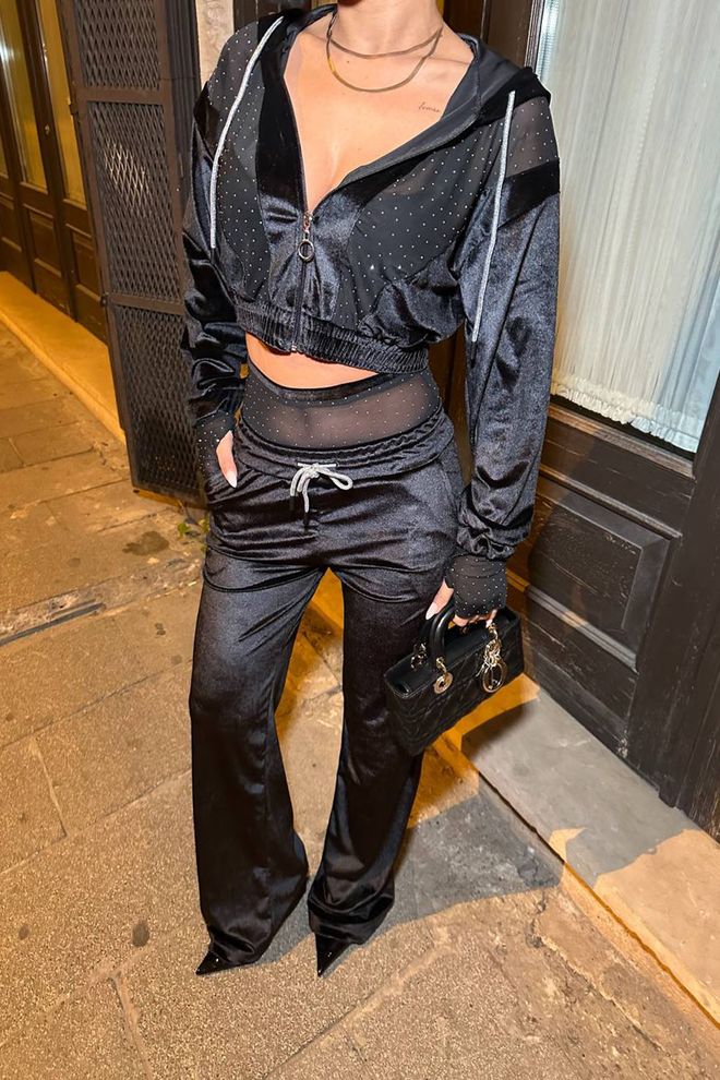 Mode Roy مجموعة رياضية أسود رياضات جنسي أزياء الشارع طقم جوجر ملابس بالجملة غير رسمي