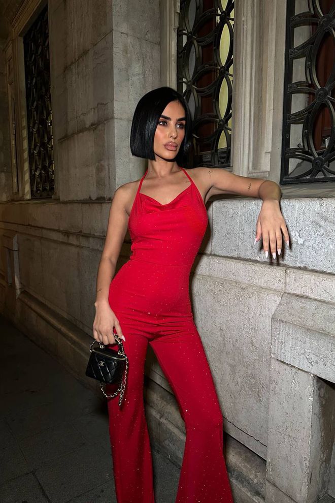 Mode Roy Salopetă Roșie Cu Paiete Croială Cambrată Îmbrăcăminte cu ridicata Vintage