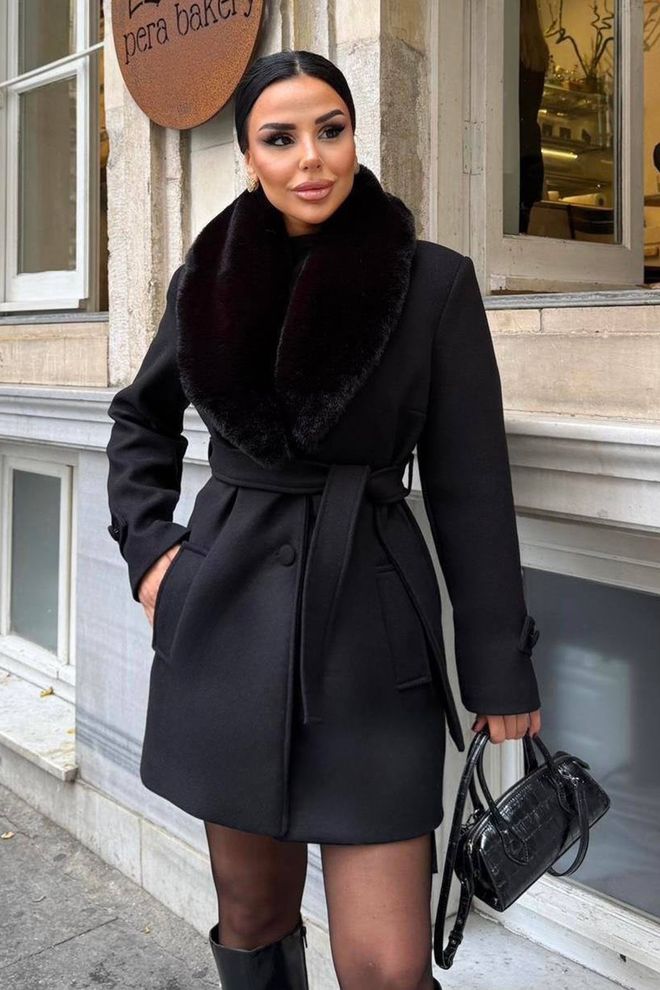 Mode Roy Abrigo Negro Elegante Slim Fit De Un Solo Pecho Ropa al por mayor Modesto