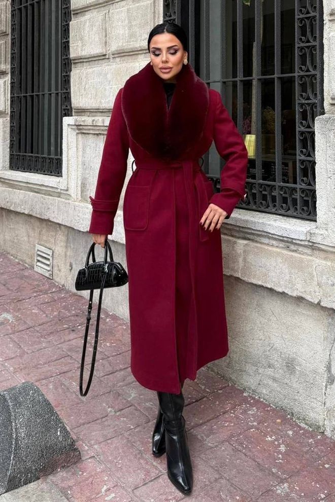 Mode Roy Бордовый Красный Элегантное Однобортное Пальто Slim Fit Оптовая продажа одежды Винтаж