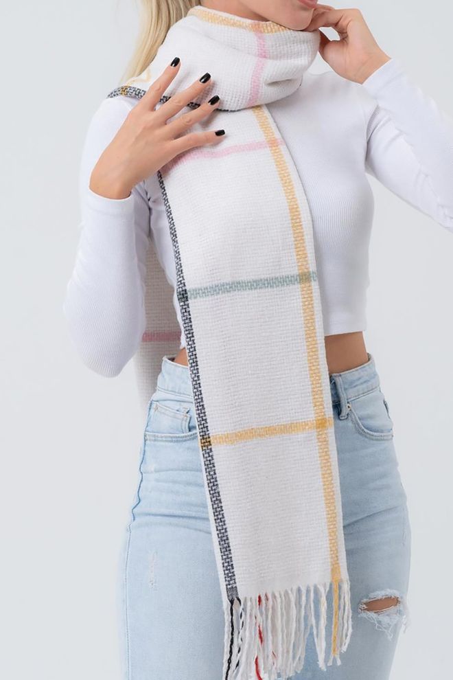 Mode Roy Beyaz Şık Şal Sonbahar Ve Kış İçin Toptan Giyim Tesettür