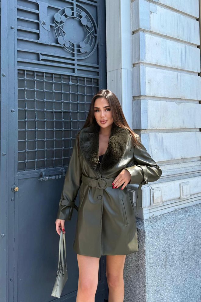 Mode Roy Haină Verde Elegantă Cu Un Rând Croială Cambrată Îmbrăcăminte cu ridicata Casual