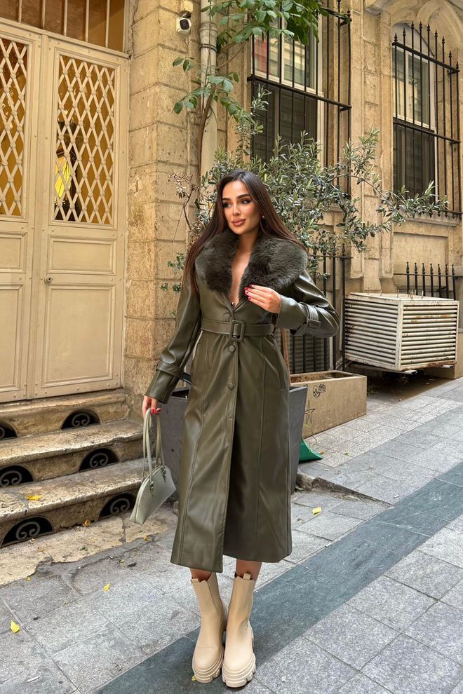 Mode Roy Trenci Verde Elegant Cu Un Rând De Nasturi Îmbrăcăminte cu ridicata Casual