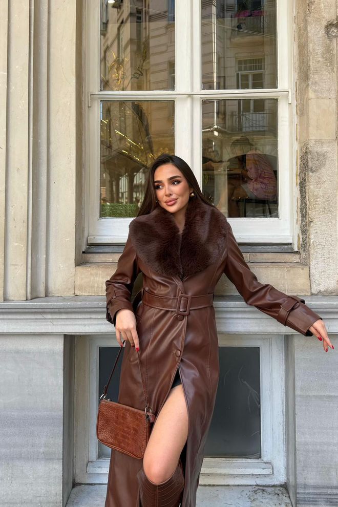 Mode Roy Trenci Maro Elegant Cu Un Rând De Nasturi Îmbrăcăminte cu ridicata Vintage