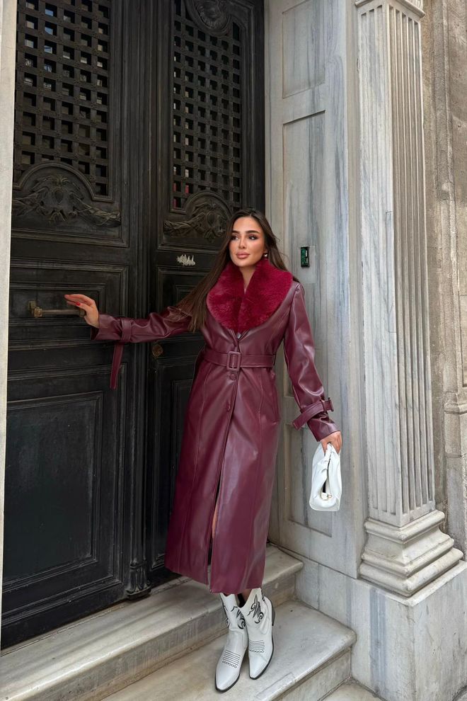 Mode Roy Roșu Bordo Trenci Elegant Cu Un Rând De Nasturi Petrecut Îmbrăcăminte cu ridicata Vintage