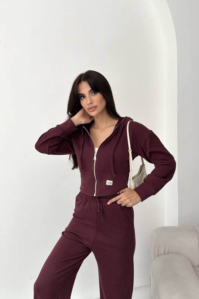 Mode Roy Claret Red Tracksuit With Hooded Neck & Jogger Pants Wholesale Clothing Lounge
