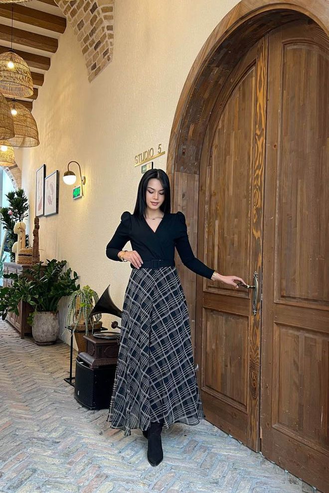 Mode Roy Čierna Elegantný Formálny Zavinovacie Šaty Veľkoobchod s oblečením Skromný