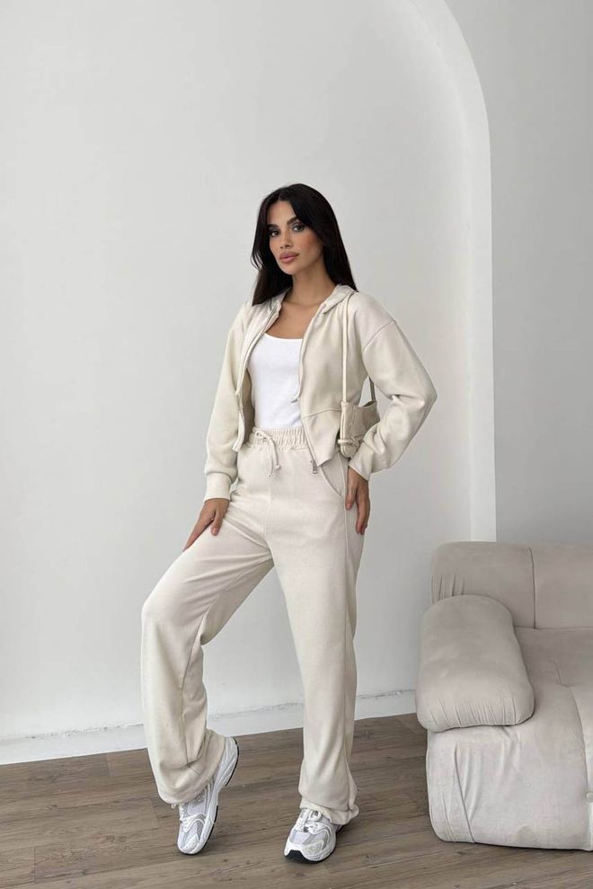 Mode Roy Beige Tracksuit Casual Sport Streetwear Jogger Wholesale Clothing Lounge