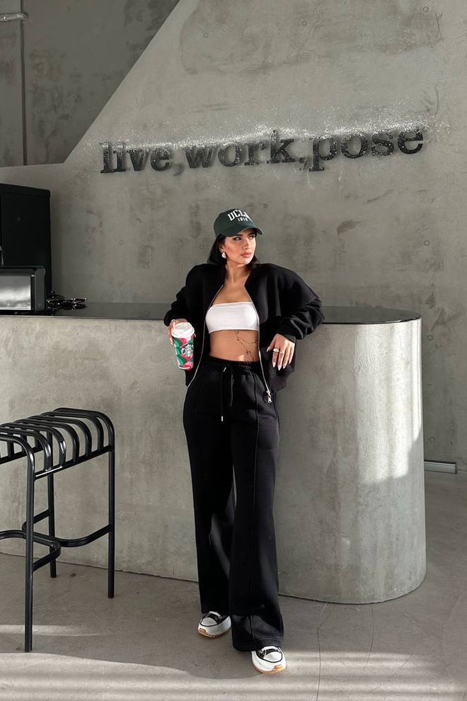 Mode Roy Μαύρη Αθλητική Φόρμα Casual Αθλητικό Streetwear Με Φερμουάρ Και Τζόκερ Χονδρικό εμπόριο ενδυμάτων Casual