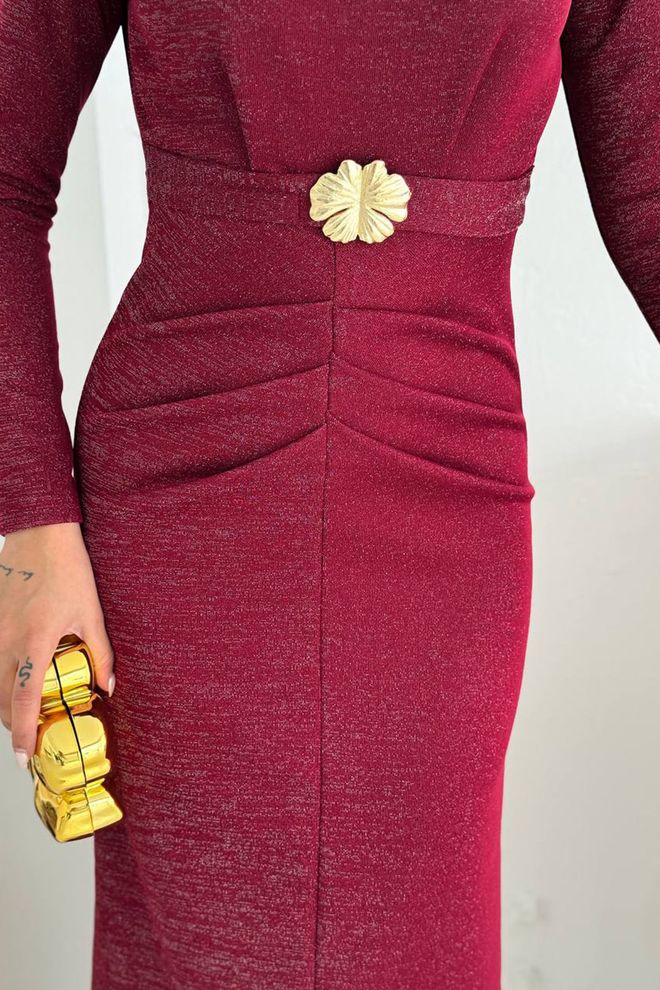 Mode Roy Μπορντό Κομψό Φόρεμα Θήκη Χονδρικό εμπόριο ενδυμάτων Σοδειά