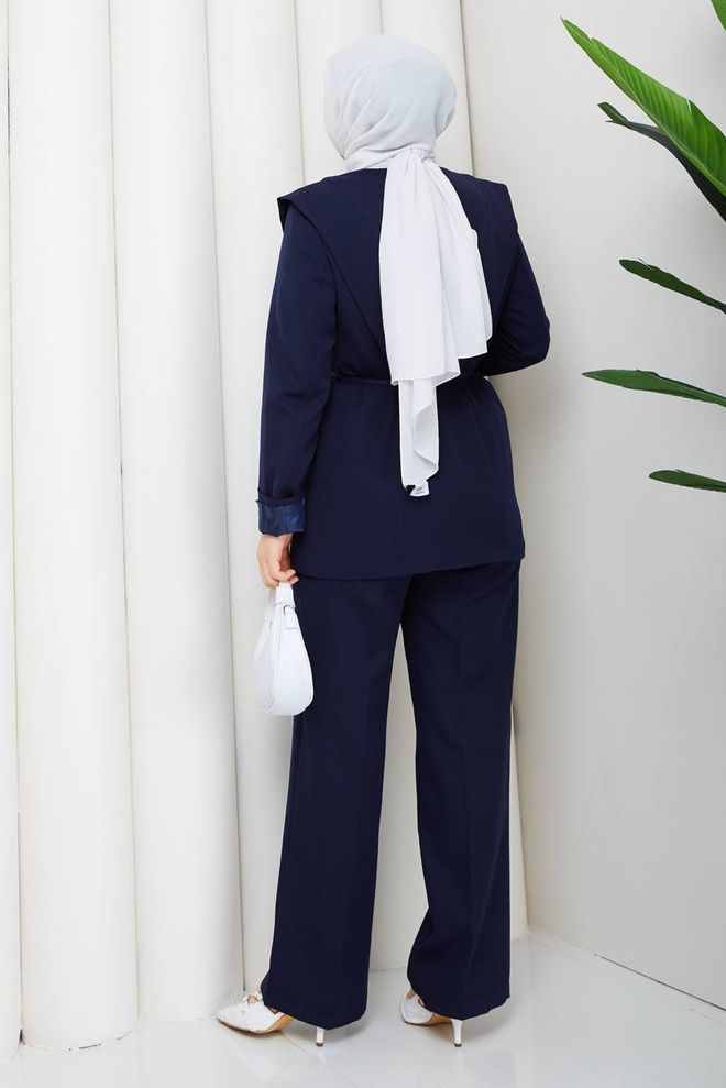 Mode Roy Fato Formal Elegante Azul marinho Roupas por atacado Trabalho