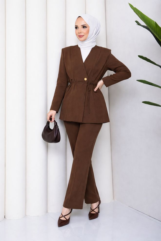 Mode Roy Brauner Bescheidener Formaler Eleganter Anzug Großhandelskleidung Modest