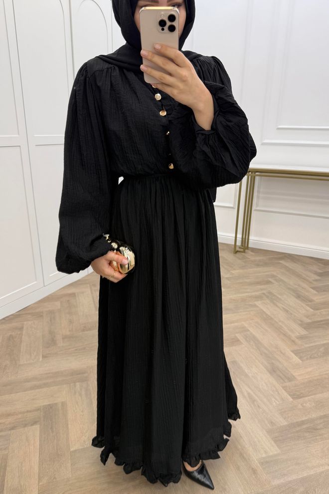 Mode Roy Crna Skromna Elegantna Formalna A kroj Haljina Veleprodaja odjeće Skroman