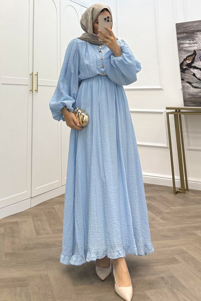 Mode Roy Plava Elegantna Skromna Smok Haljina Veleprodaja odjeće Skroman