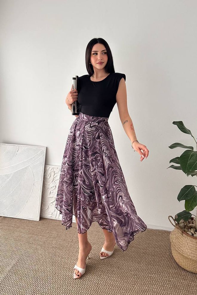 Mode Roy Elegantna Crna Haljina Fit And Flare Midi Veleprodaja odjeće Ležerni